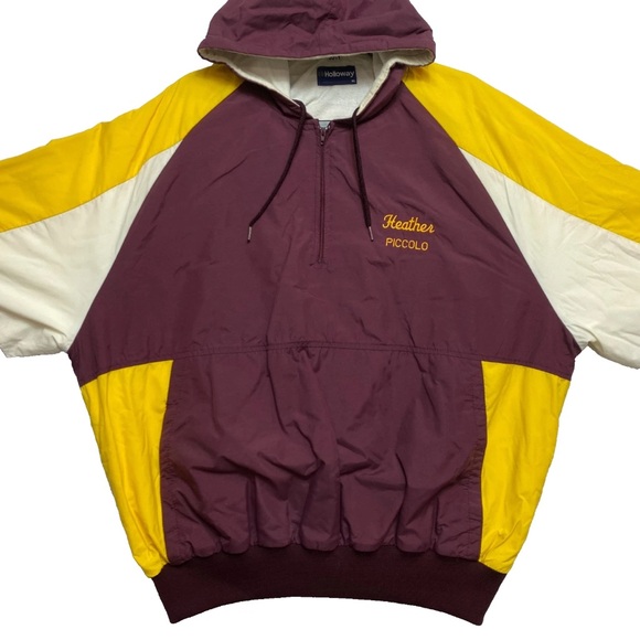 VINTAGE Kutztown University Jacket Mens XL Red Yellow Track Lined Pullover 90s - Picture 1 of 12